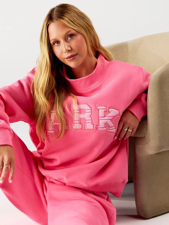 Parke Tops - Pink Aid x Parke Varsity Mockneck Sweatshirt Size S/M 🎀🩷